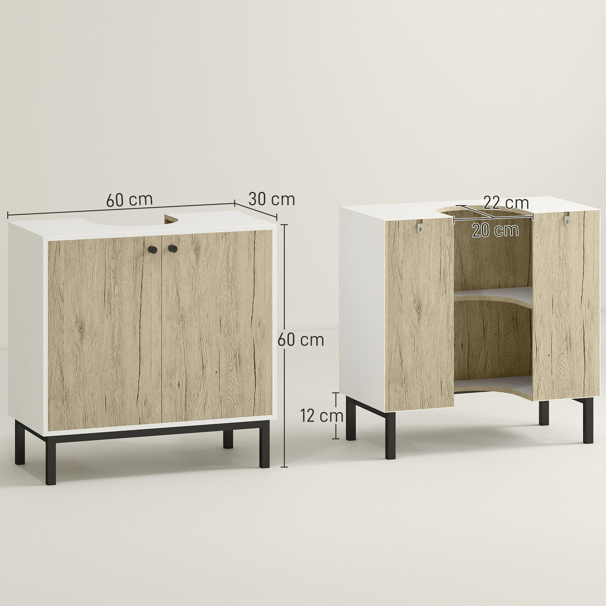 HÄNGESCHRANK Eiche 1 Stück - Beige, Kunststoff (60/60/30cm) - GiPP