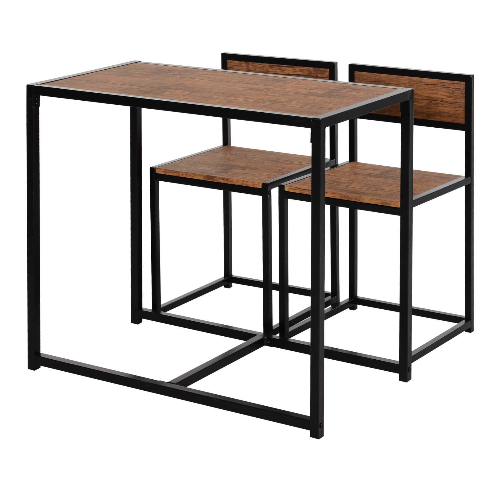 3-TLG. Essgruppe, Küchentisch, Esstisch mit 2 Stühlen, Esstisch Set für Küche - Naturfarben, Kunststoff (47/76/90cm) - HOMCOM