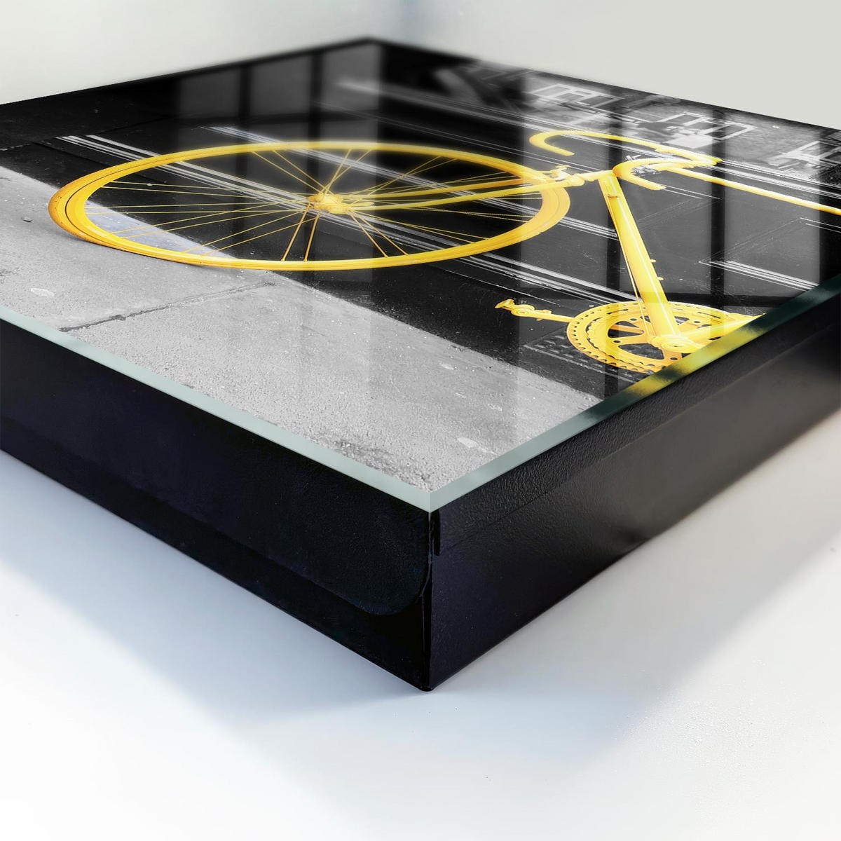 SCHLÜSSELBOX Schwarz 30x30 cm- Türöffnung nach rechts - Gelbes Fahrrad - Gelb, Metall (30/30/5cm) - TULUP