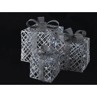LED-LICHTDEKORATION GESCHENKE, silber, 72 LEDs, mit Timer - Weiß, Metall (35/35/1cm) - LAALU