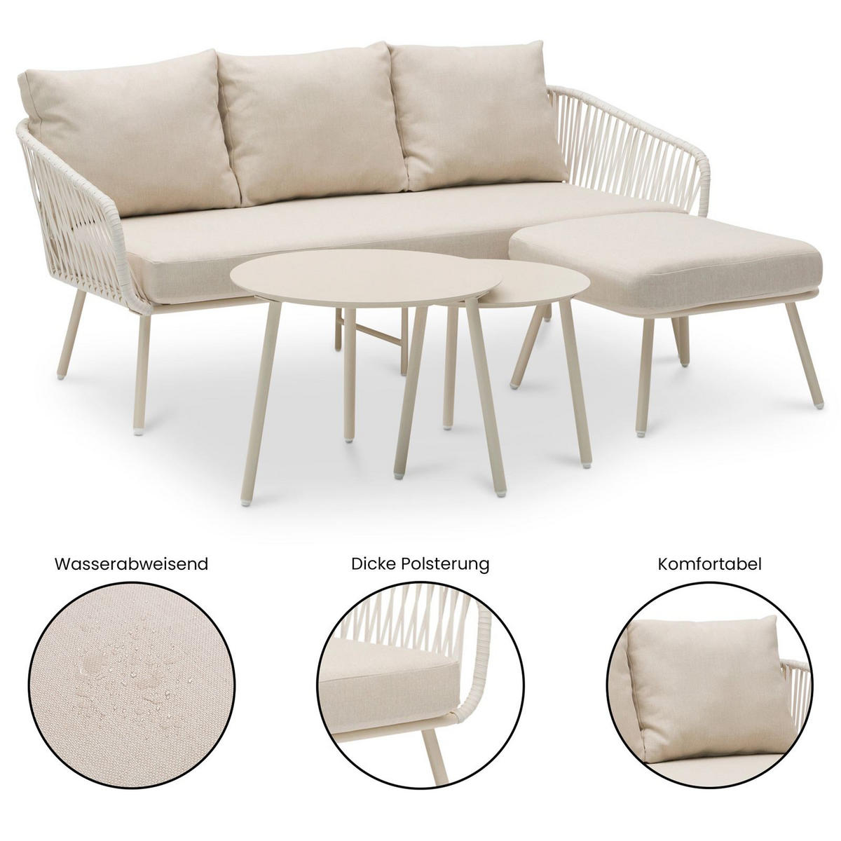 LOUNGEGARNITUR MYKONOS - Beige, Metall - IDIMEX