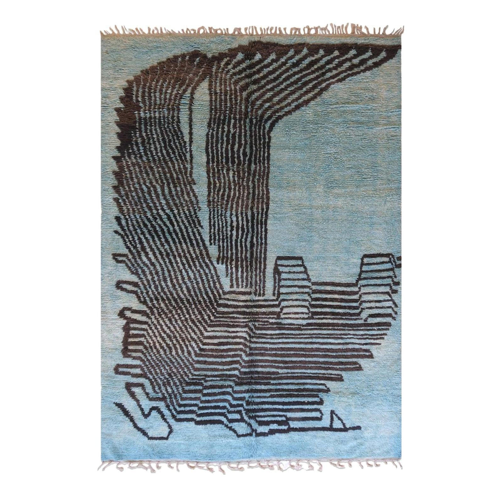 BERBERTEPPICH originell und modern aus Wolle 80x 240 cm - Blau, Naturmaterialien (80/240cm) - AFK Living