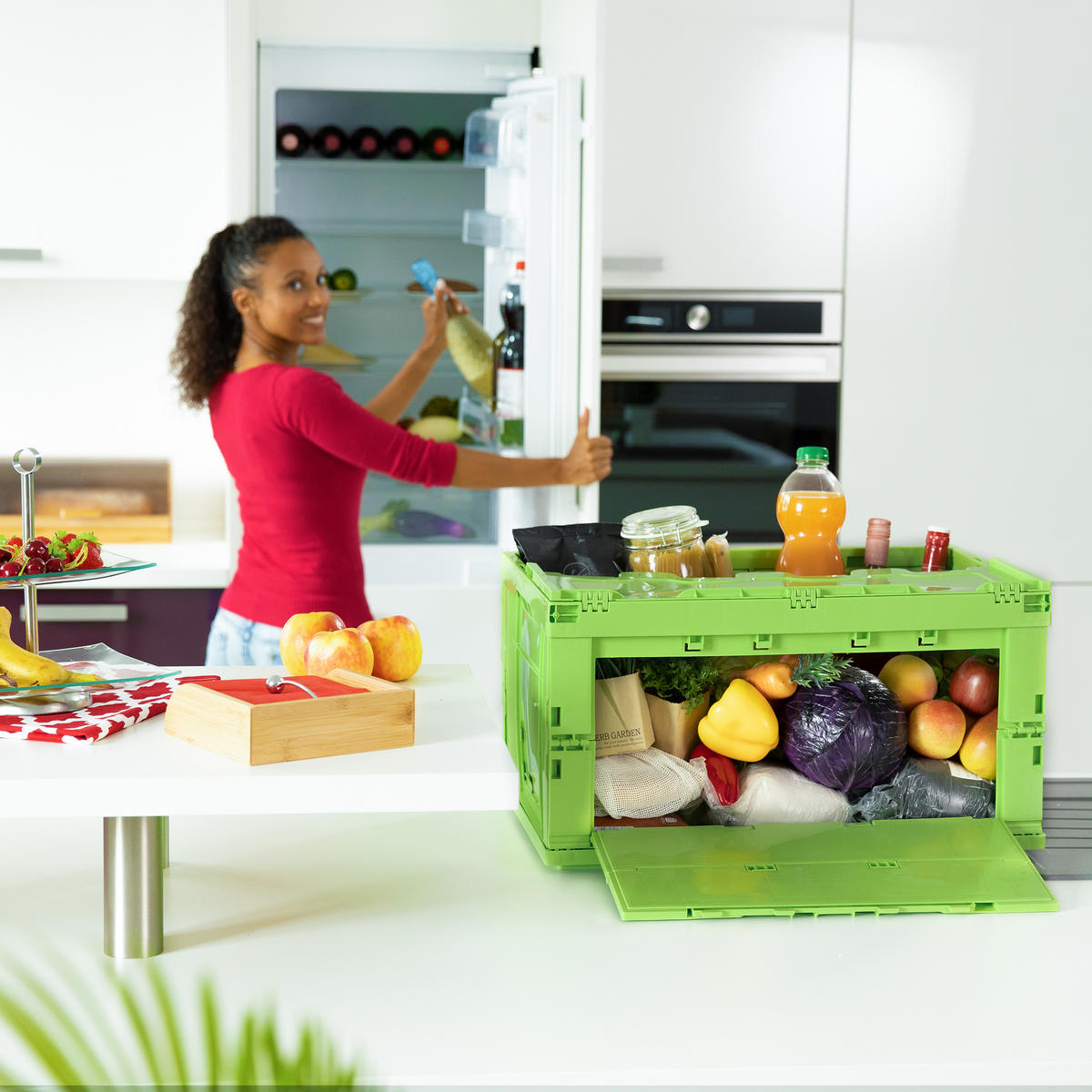 TRANSPORTBOX 60l - Schwarz, Kunststoff (58.5/32.5/39.5cm) - Relaxdays