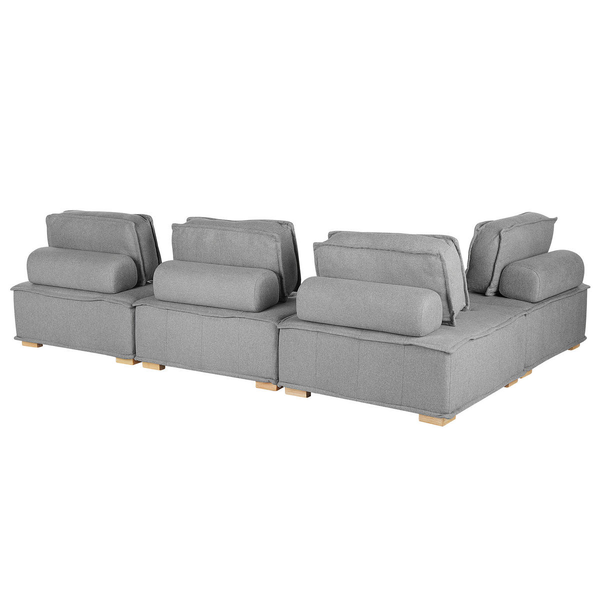 ECKSOFA Modul 4-Sitzer rechtsseitig Grau Stoff Tibro - Dunkelgrau/Braun, Textil (300/200cm) - Beliani