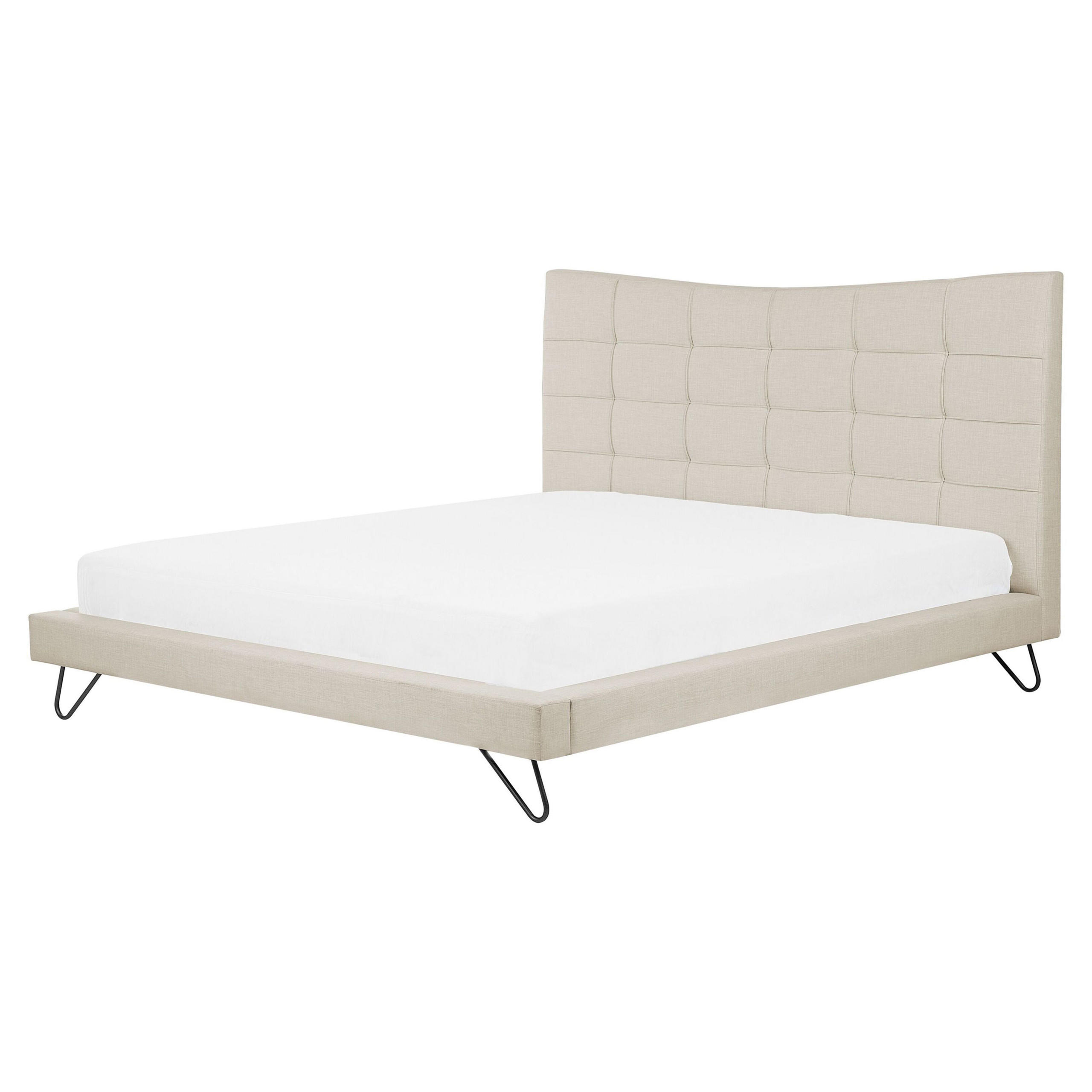 POLSTERBETT 160/200cm Helles Beige Lannion - Beige, Textil (160/200cm) - Beliani