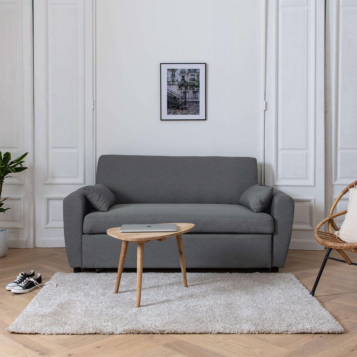 SCHLAFSOFA Matt Grau 2 Plätze - Grau, Textil (93/85/169cm) - Happy Garden