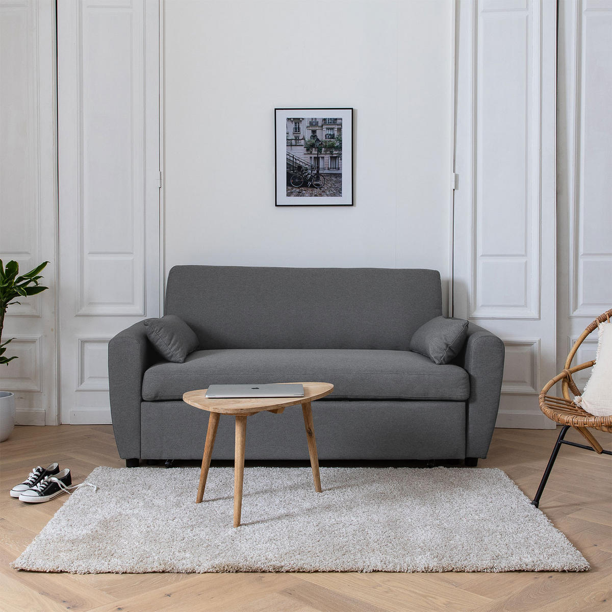 SCHLAFSOFA Matt Grau 2 Plätze - Grau, Textil (93/85/169cm) - Happy Garden