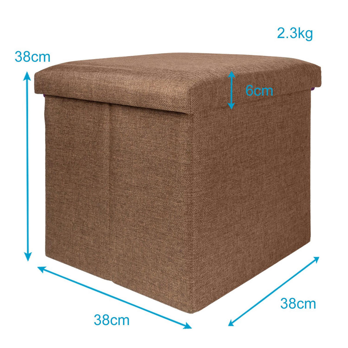 SITZBOX mit Stauraum 30/30/30 cm (Braun) - Braun, Textil (38/38/38cm) - Intirilife