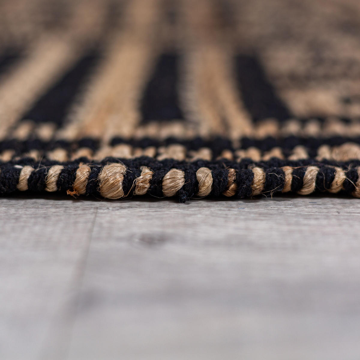 JUTETEPPICH CROFT, geometrisch, Natur-Schwarz, 200 x 290 cm - Braun, Textil (200/290cm) - KADIMA DESIGN