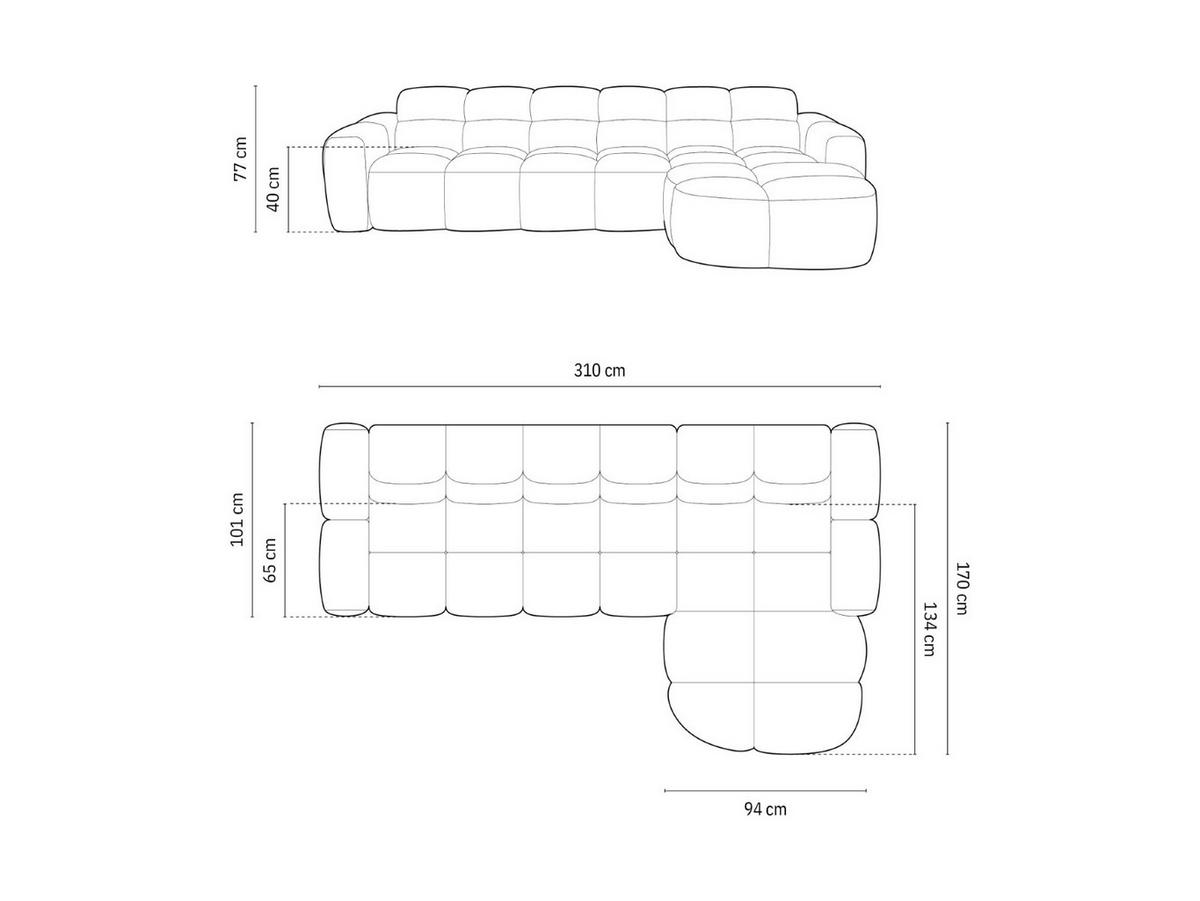 ECKSOFA rechts Lisa aus strukturiertem Stoff koralle 4 Sitzplätze - Koralle, Textil (170/310cm) - Micadoni