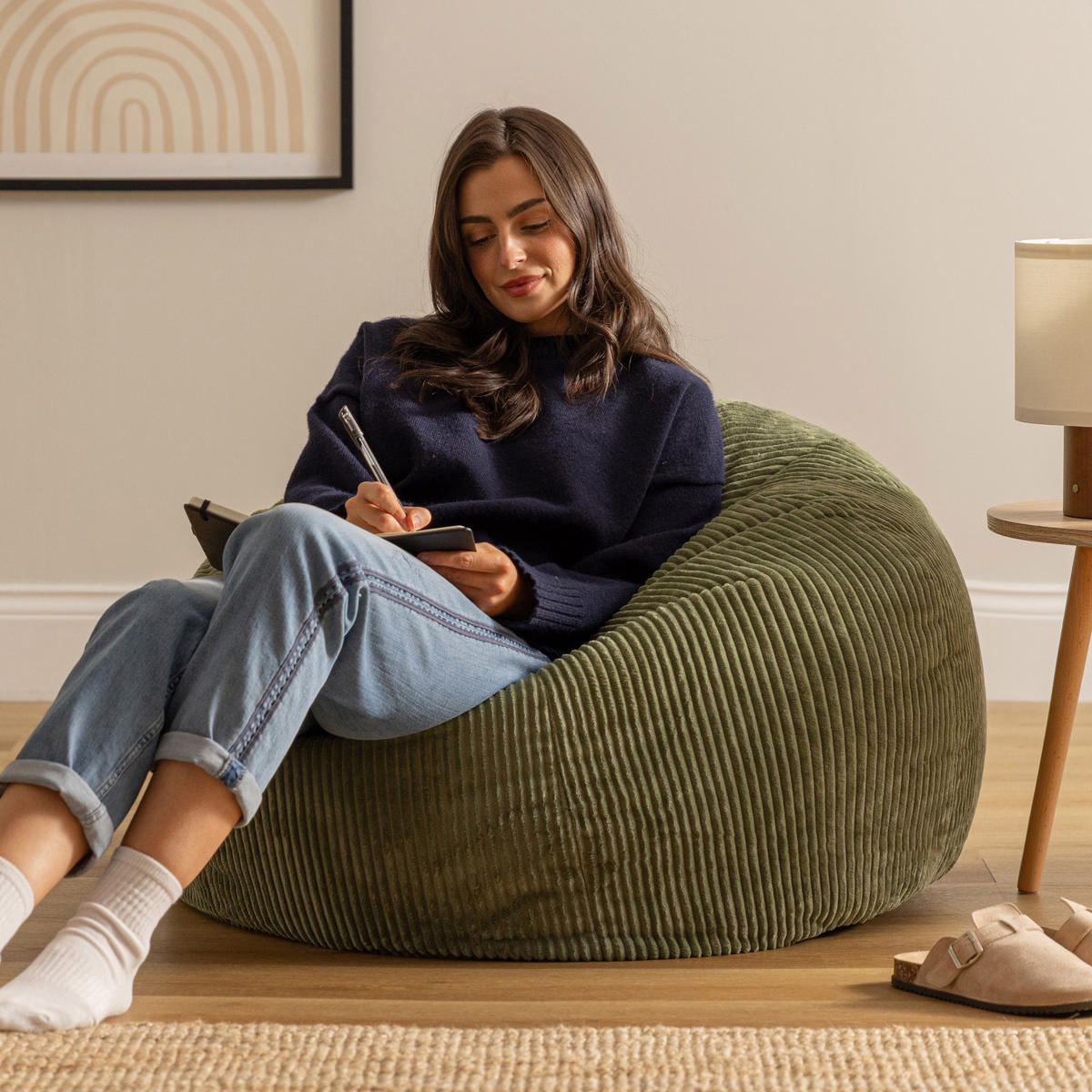 SITZSACK Klassisch Kingston, Cord - Salbeigrün, Textil (85/50/85cm) - icon