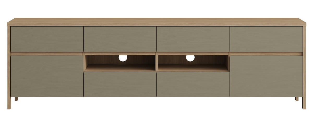 TV-LOWBOARD Salbei grün, Eiche, TV Unterteil skandinavisch 193 cm, Soft-Close - Salbeigrün/Eichefarben, Holzwerkstoff/Metall (193/58/39cm) - Furn.Design