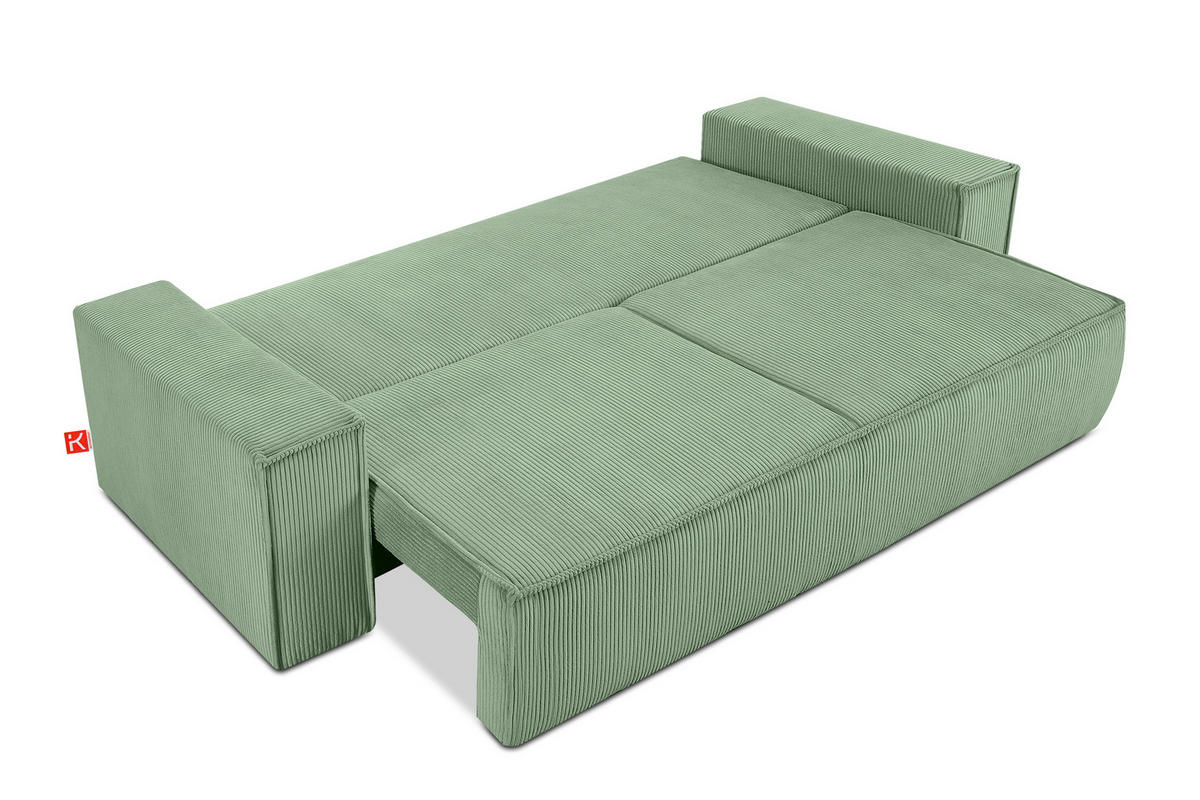 3-SITZER-SCHLAFSOFA NAPI in Pet Friendly Cord-Stoff, mintfarben - Schwarz/Mintgrün, Textil (244/89/101cm) - KONSIMO®