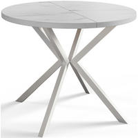 ESSZIMMERTISCH LOFT LITEN, ausziehbarer Tisch 100 cm/180 cm, Farbe: Marmur, mit Metallbeinen in Farbe Weiß - Hellgrau/Weiß, Holzwerkstoff (100/100/76cm) - Alpi-Möbel
