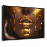 LEINWAND Bilder mit Rahmen - Frau - Gold - Luxus - Porträt - 30x20 - Goldfarben, Textil (30/20cm) - MuchoWow