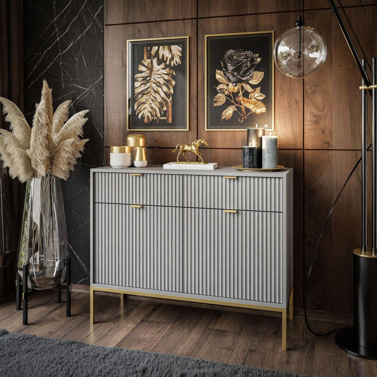 SIDEBOARD YASUMI 153 2D3S mit Schubladen beige - Beige, Holzwerkstoff (153.5/81.4/39.4cm) - Lookway