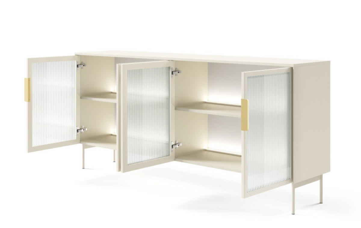 KOMMODE Kaschmir LUMIN 4 Türen LED - Gelb, Holzwerkstoff (181.3/82.6/39.3cm) - Sepro Meble