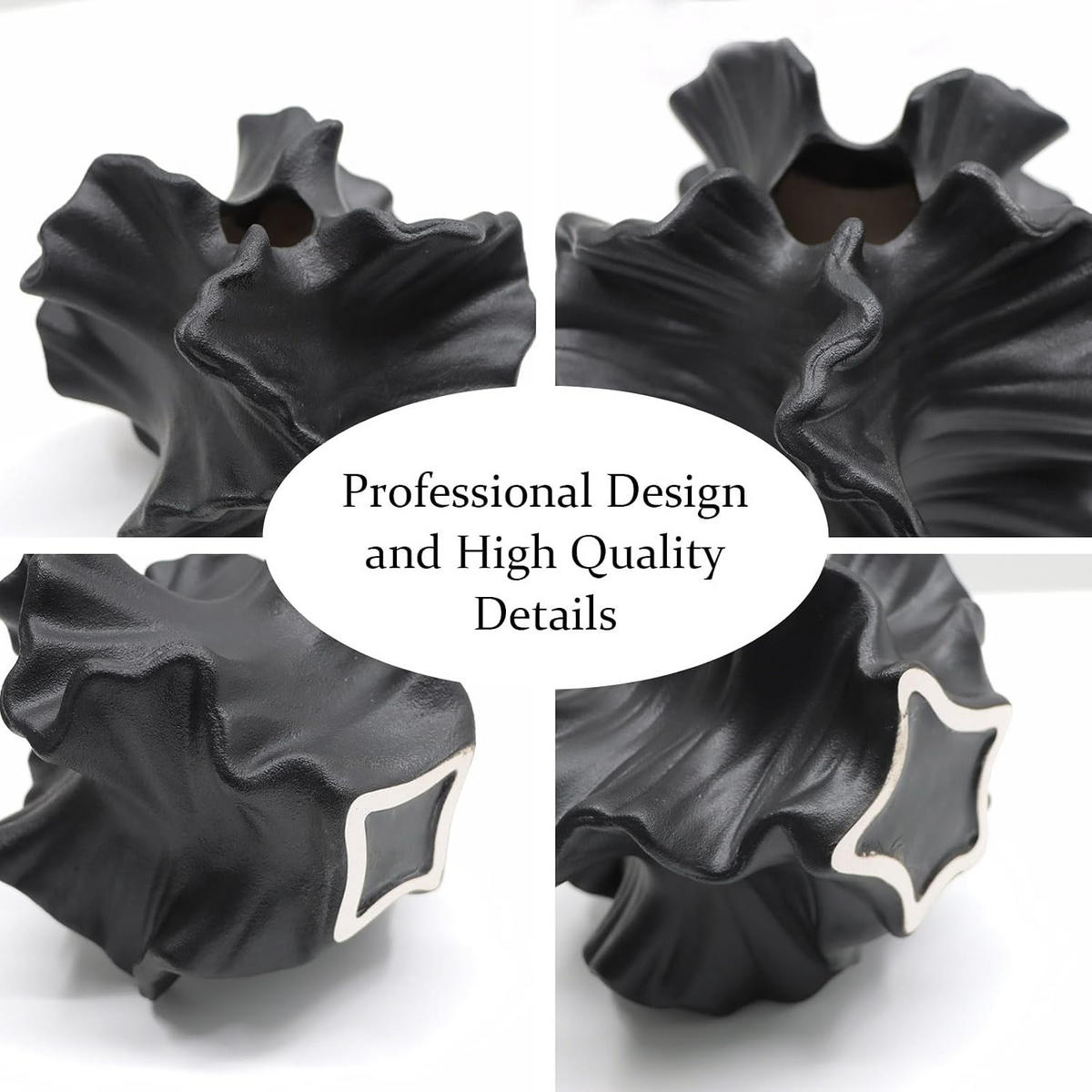 VASE 17 x 4,2 x 17 cm Keramik - Schwarz, Keramik (17cm) - LIBRATON