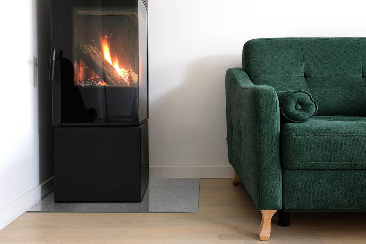 GLASPLATTE für Kamin 60x40 cm - Grau, Glas (60/40/0.4cm) - TULUP