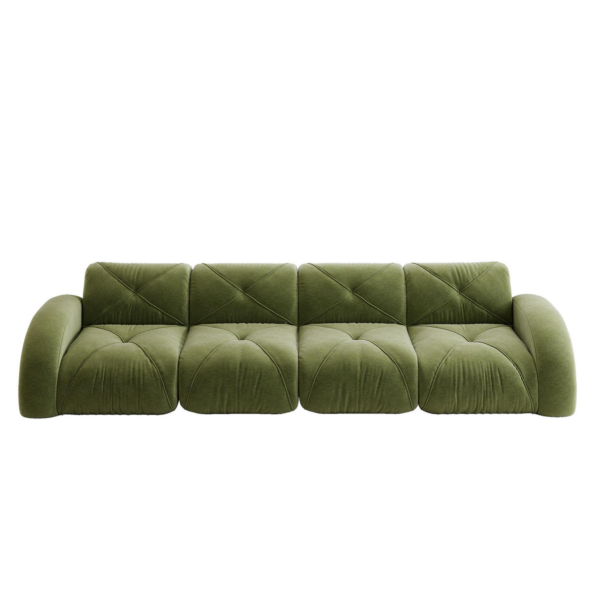 MODULSOFA aus Chenille mit rahmenlosem Komfortdesign Grün - Grün, Textil (95/76/358cm) - Modenvie