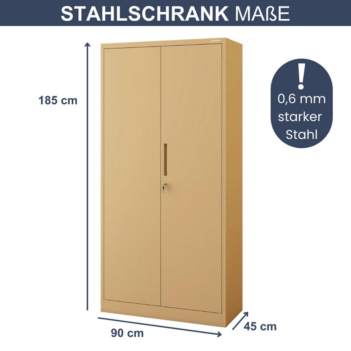MEHRZWECKSCHRANK Metall abschließbar REKL 185x90x45cm Beige - Beige, Metall (90/185/45cm) - DELUKE
