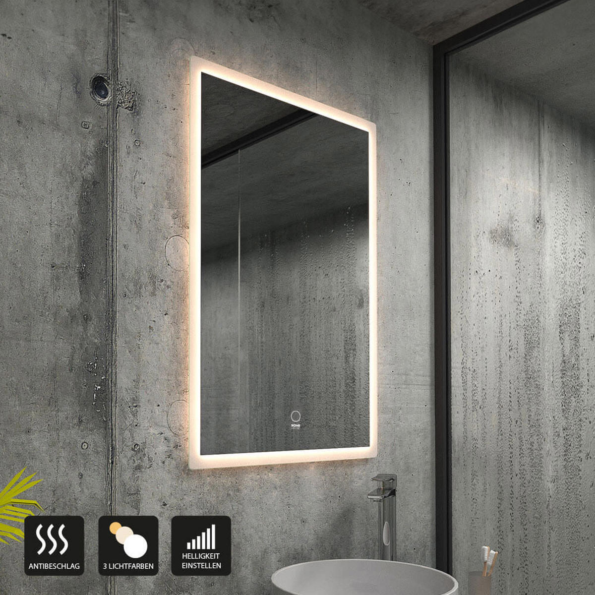 LED-SPIEGEL NOLA - 60 x 80 cm - Weiß, Glas (60/80/1cm) - Home Deluxe