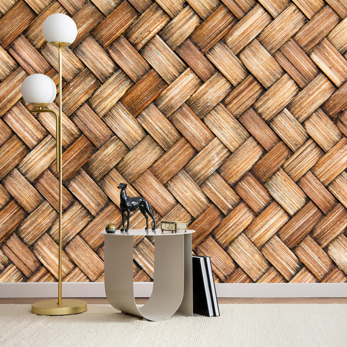 FOTOTAPETE für Küche Weiden Imitation Braune Wand Rustikal Modern 350x256 - Beige/Braun, Papier (350/256cm) - Muralo