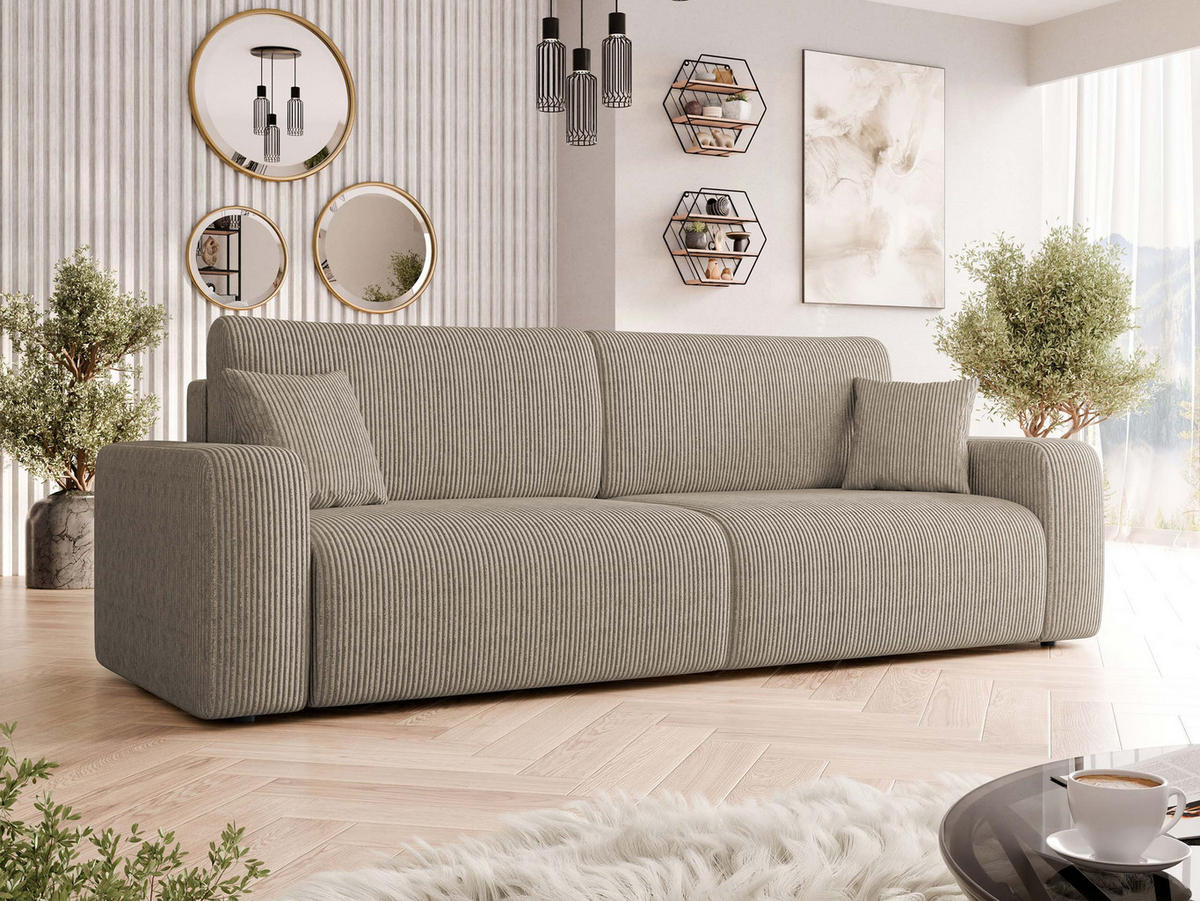 SCHLAFSOFA Piano Cord - Schwarz/Naturfarben, Holz/Kunststoff (245/82/92cm) - MIRJAN24