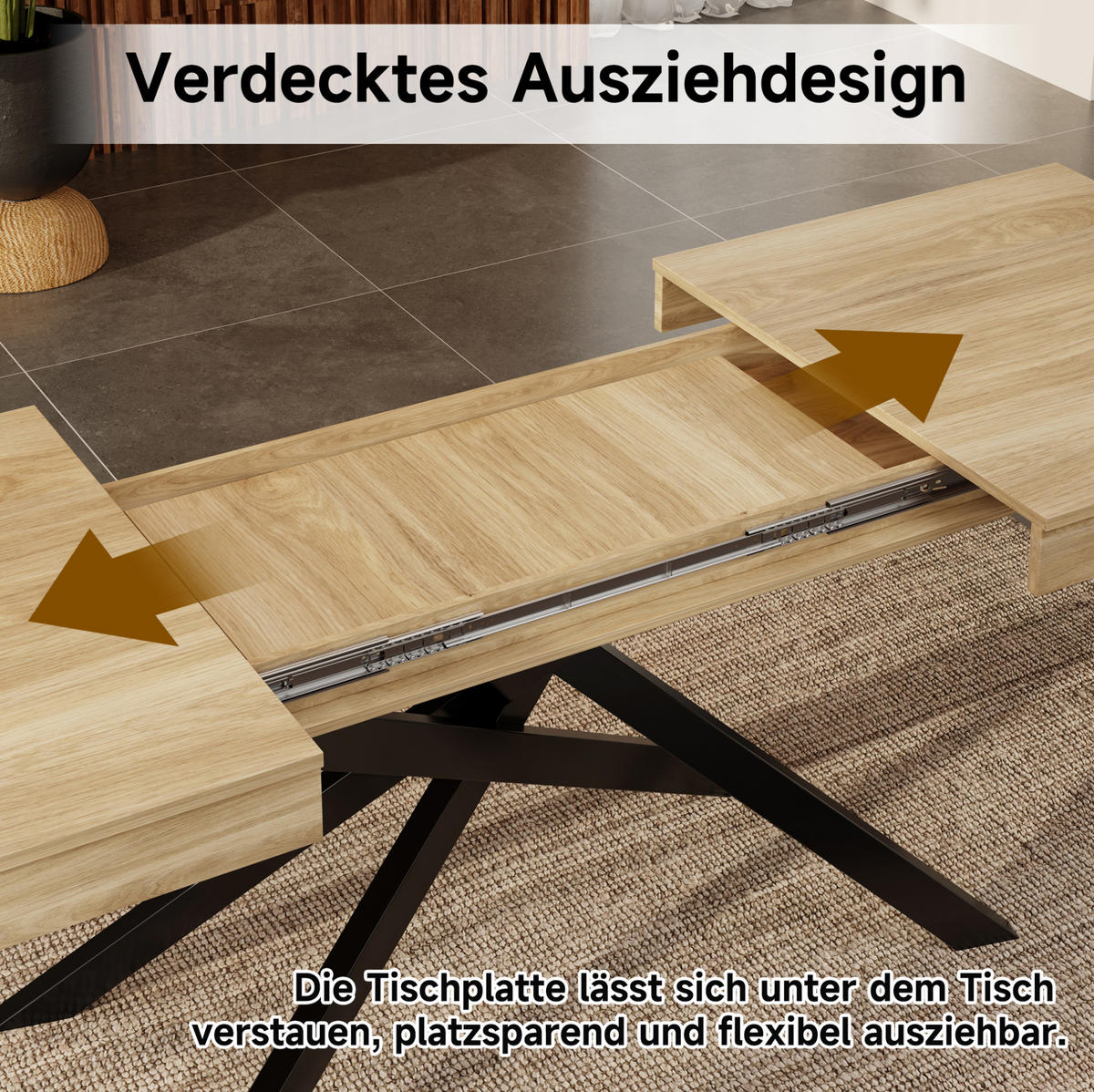 ESSTISCH 140/180/80 cm in Eichefarben aus MDF, ausziehbar für 6 bis 8 Personen - Eichefarben, Holzwerkstoff (180/80/76cm) - Flora Grace