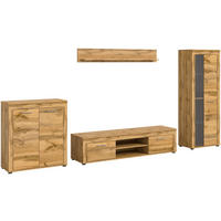 WOHNWAND Milo 4 tlg. (B/H/T: ca. 330/159/40 cm) in Wotan Eiche /Wotan Eiche - Eichefarben, Holzwerkstoff (330/159/40cm)