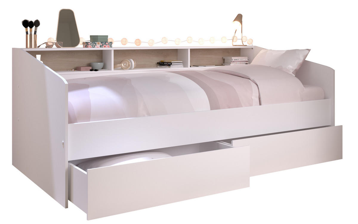 STAURAUMBETT Sleep 4 in Weiß - Weiß, Holzwerkstoff (120/200/80cm)