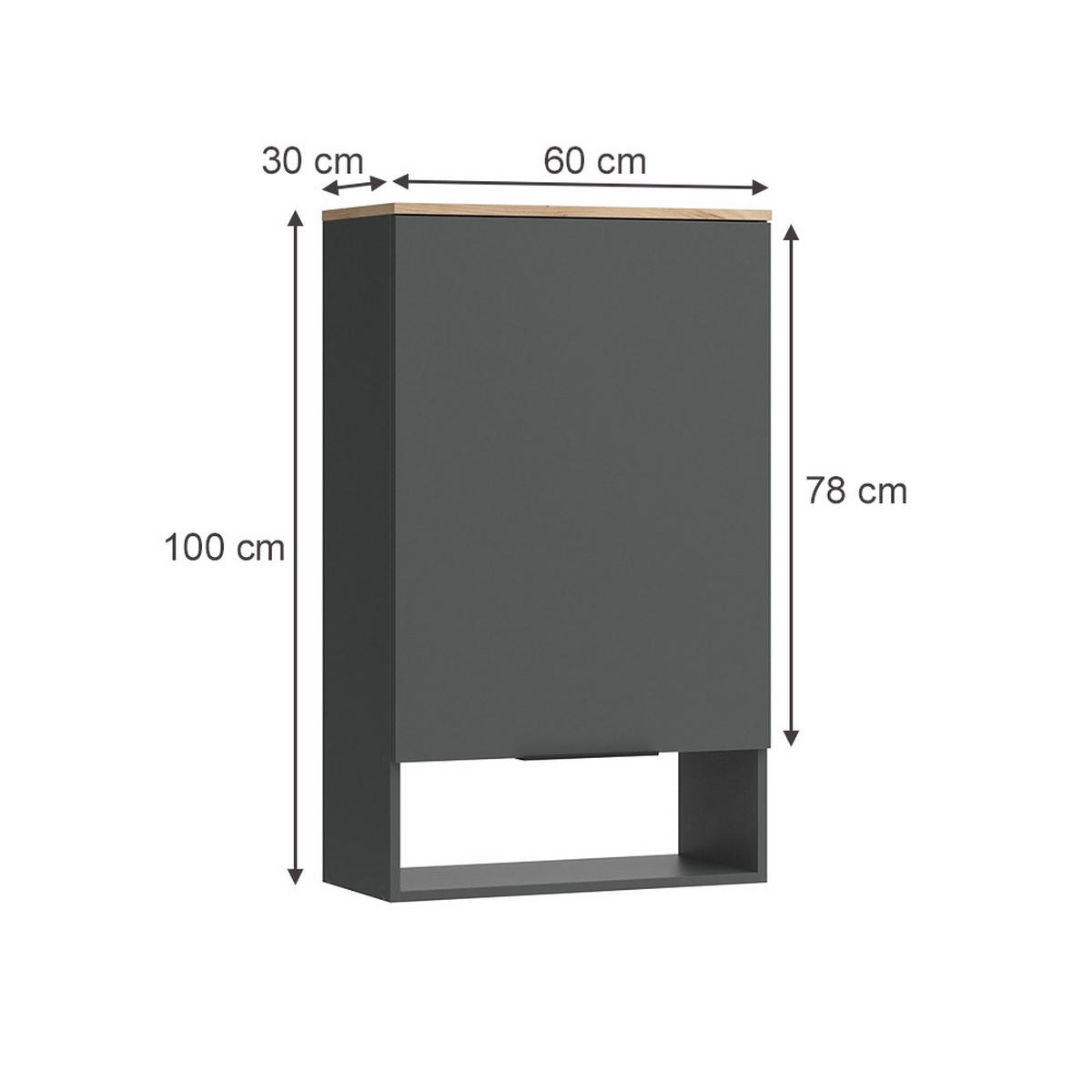 KREDENC Wido Antracit - Sonoma dub/antracitová, kompozitní dřevo (60/100/30cm) - Vicco