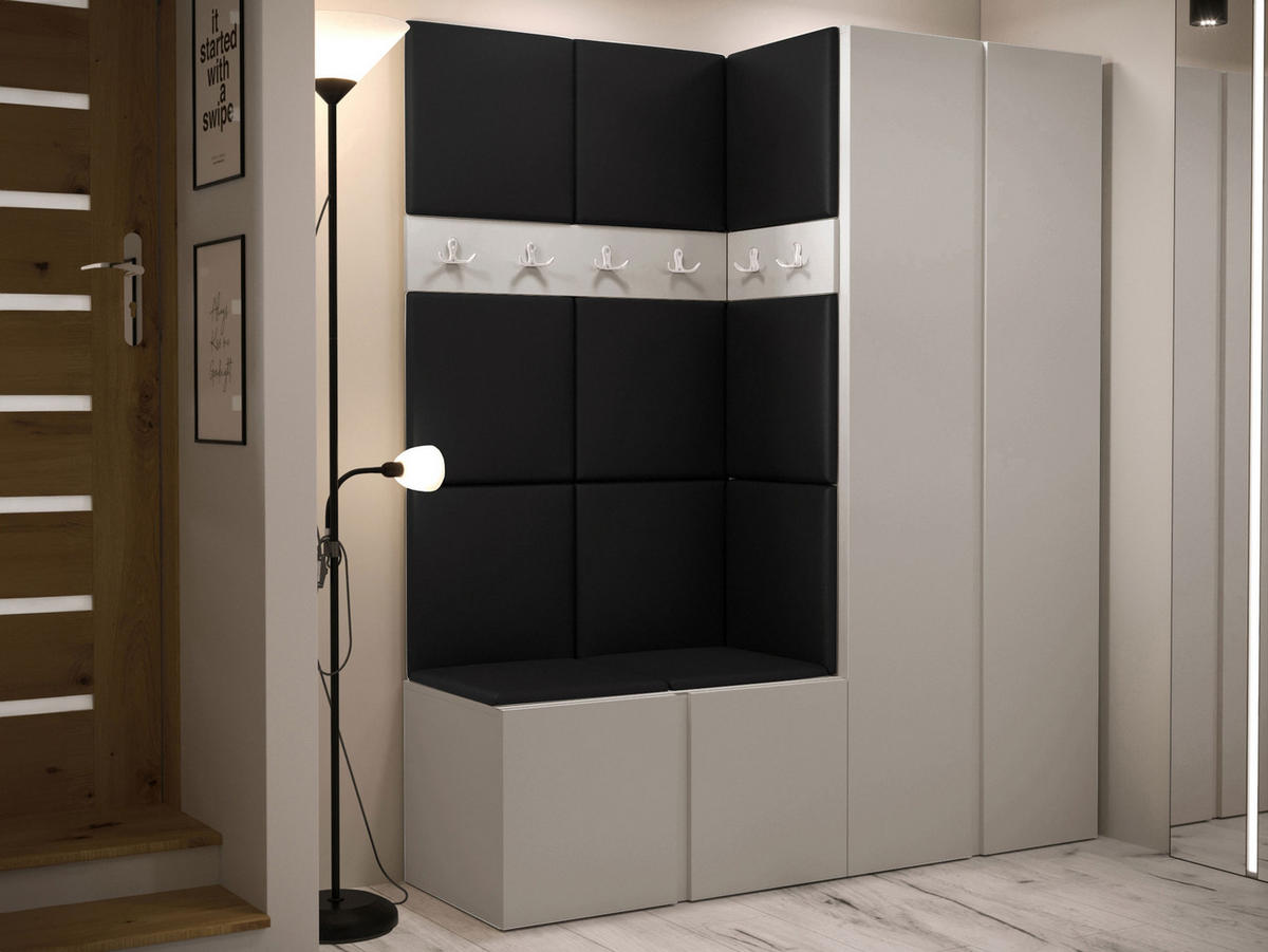 GARDEROBEN-SET Orion III - Kaschmir/Schwarz, Holzwerkstoff/Kunststoff (158/186/46cm) - MIRJAN24