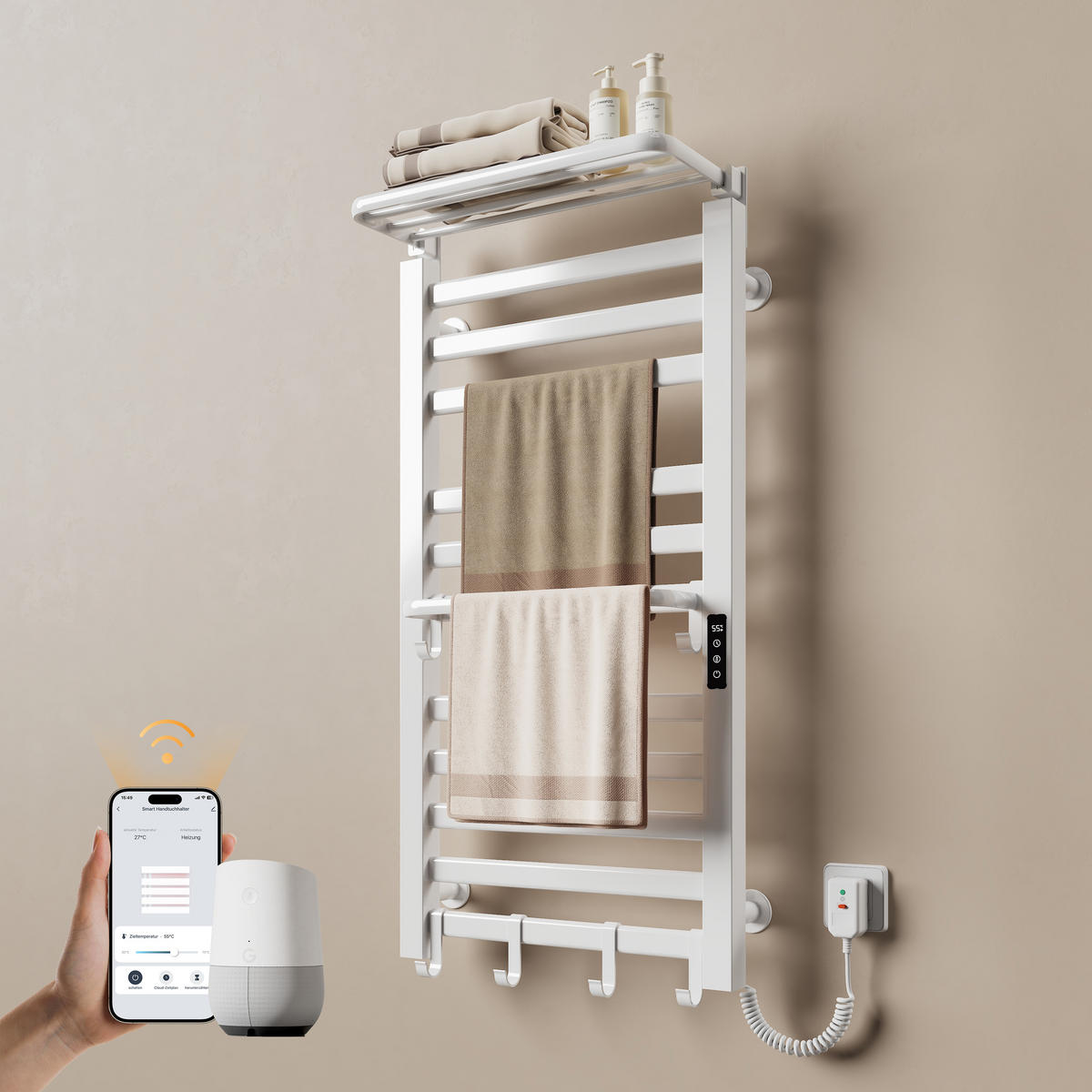 HEIZKÖRPER Elektrisch mit WiFi und Fernbedienung Weiß 100/50 cm - Schwarz, Metall (50/100/25.5cm) - EMKE