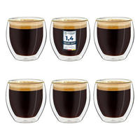 THERMOGLÄSER Transparent 6-tlg, doppelwandig, 80 ml, Borosilikatglas, hitzebeständig, Trinkgläser, Espressogläser, Heißgetränke, Küchenzubehör, modern - Transparent, Glas - JUNG