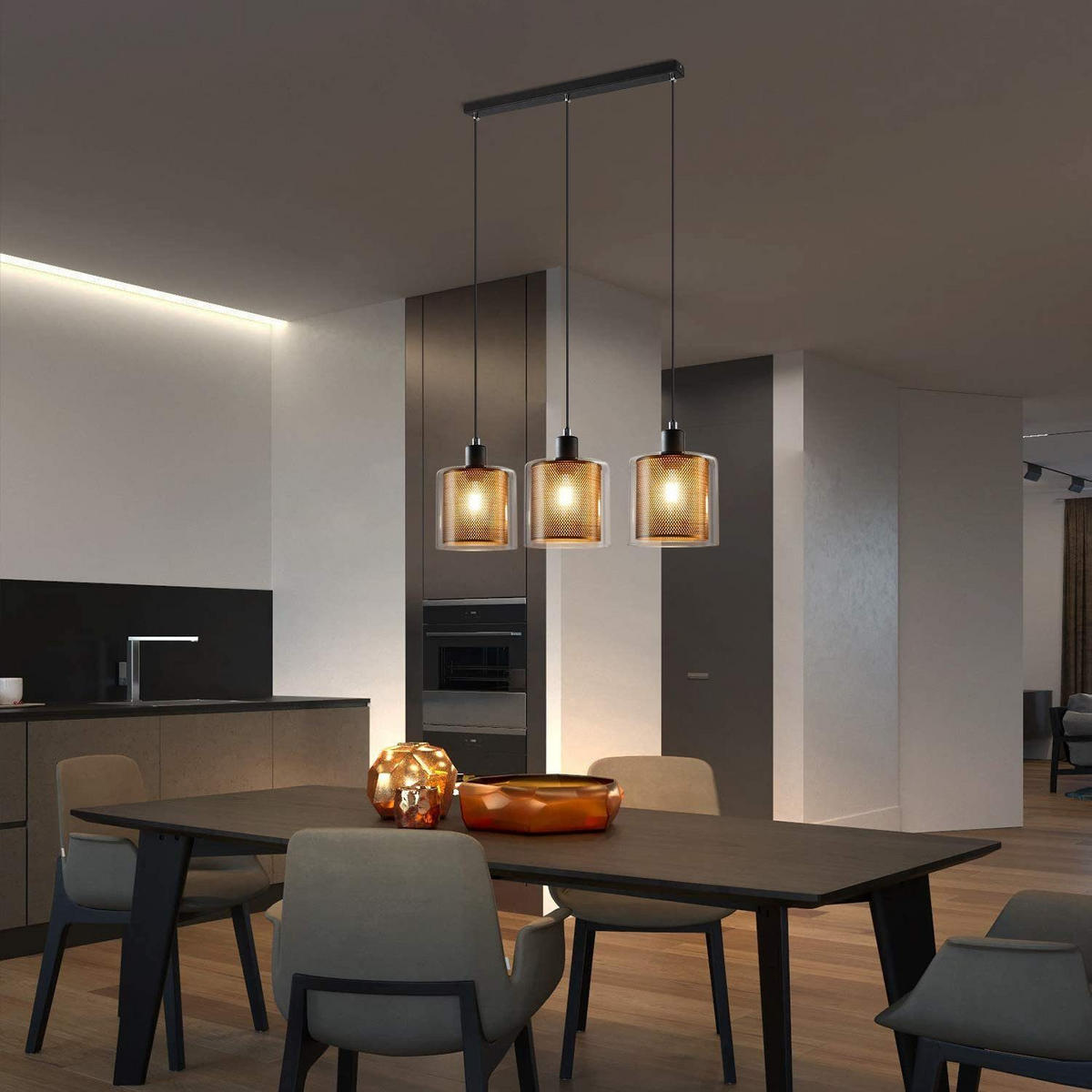 PENDELLEUCHTE Marisol 171.5/13/17.5 cm - Goldfarben, Metall (171.5/13/17.5cm) - ZMH