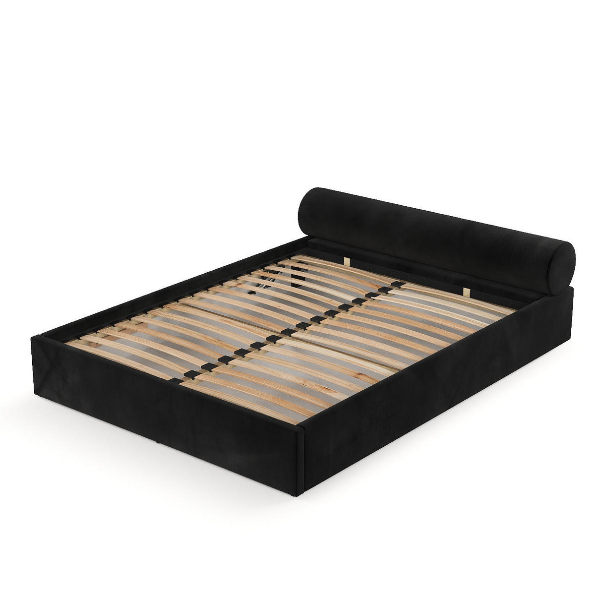 POLSTERBETT Solvo mit Stauraum 200/200 cm Schwarz im Kronos Stoff - Schwarz/Naturfarben, Holz/Holzwerkstoff (200/200cm) - AltaBeds