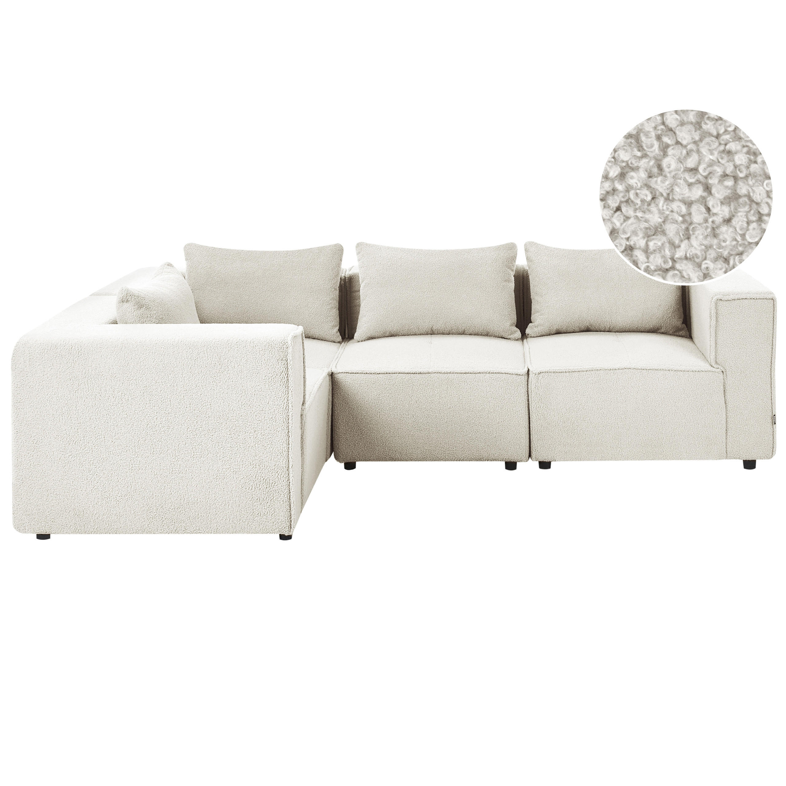 ECKSOFA Modul 4-Sitzer rechtsseitig Cremeweiß Bouclé Axebo - Creme/Weiß, Textil (258/188cm) - Beliani