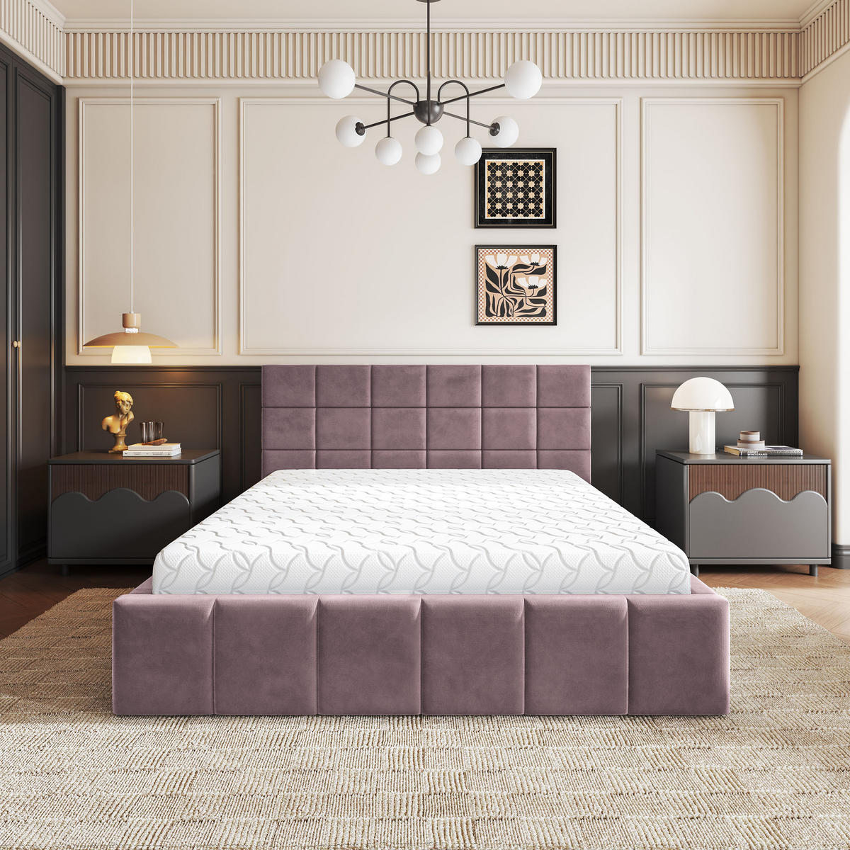 ČALOUNĚNÁ Postel VERTO 120x200 cm Pudrově růžová - světle růžová, kompozitní dřevo/textil (120/200cm) - MASSENO