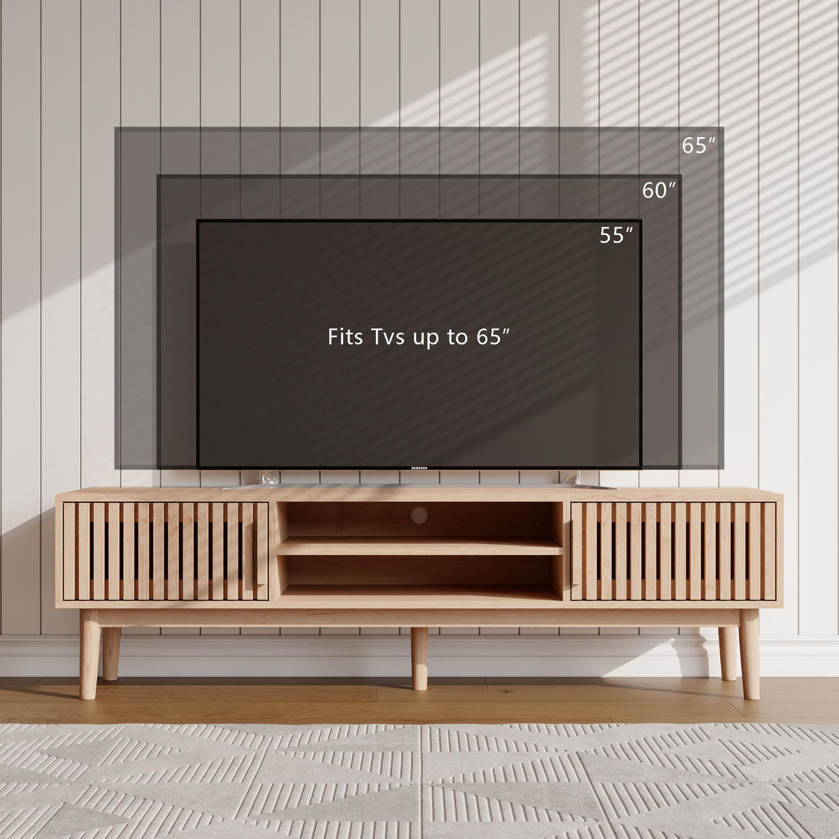 NISKI TV ormarić 150 cm s 2 ormarića za televizore od 65 inča - smeđa, drvo (40/48/150cm)