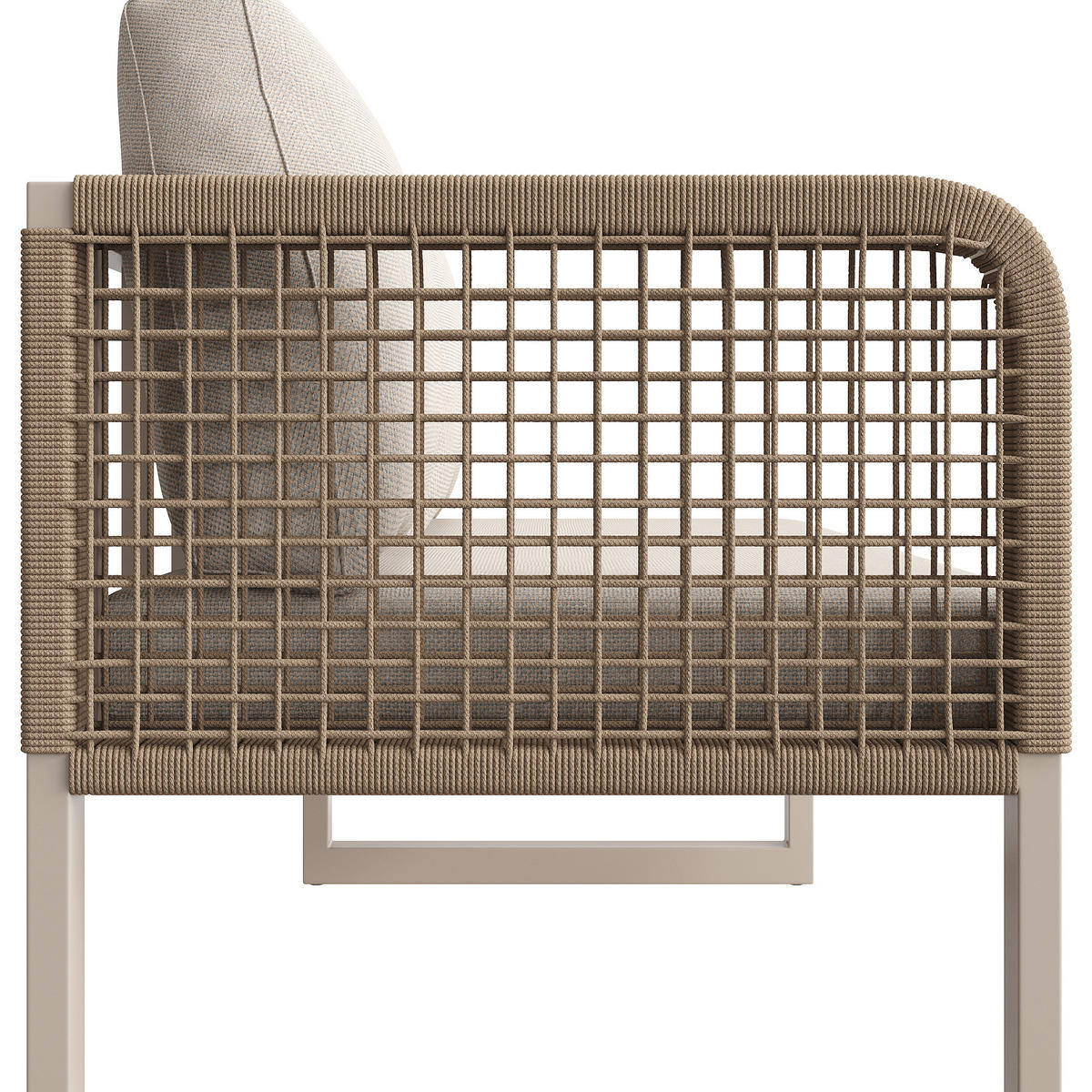 LOUNGESET 6-8 Personen PE-Rattan Beige Mit Hochwertigen Kissen - Beige, Metall - FLIEKS