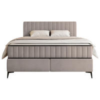 BOXBETT Mufasso Greige Samtbezug 180x200 cm - Taupe/Schwarz, Textil/Metall (180/200cm) - Selsey