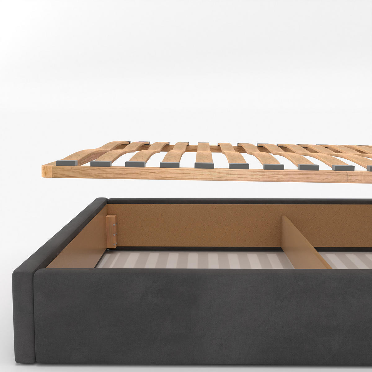 POLSTERBETT 140x200cm Bett mit Stauraum Lattenrost Graphit - Graphitfarben, Holz/Holzwerkstoff (140/200cm) - Muralo