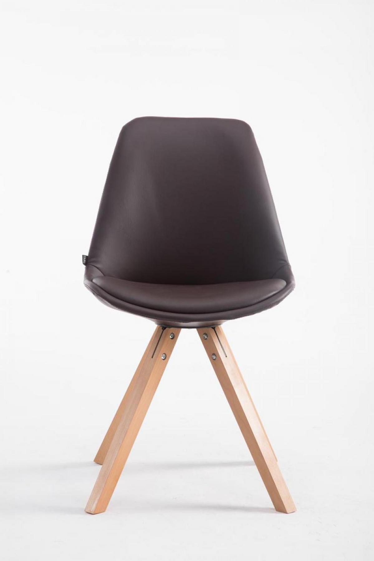 STUHL Lederlook braun - Eukalyptusholzfarben/Braun, Holz/Textil (47.5/83.5/55.5cm) - CLP