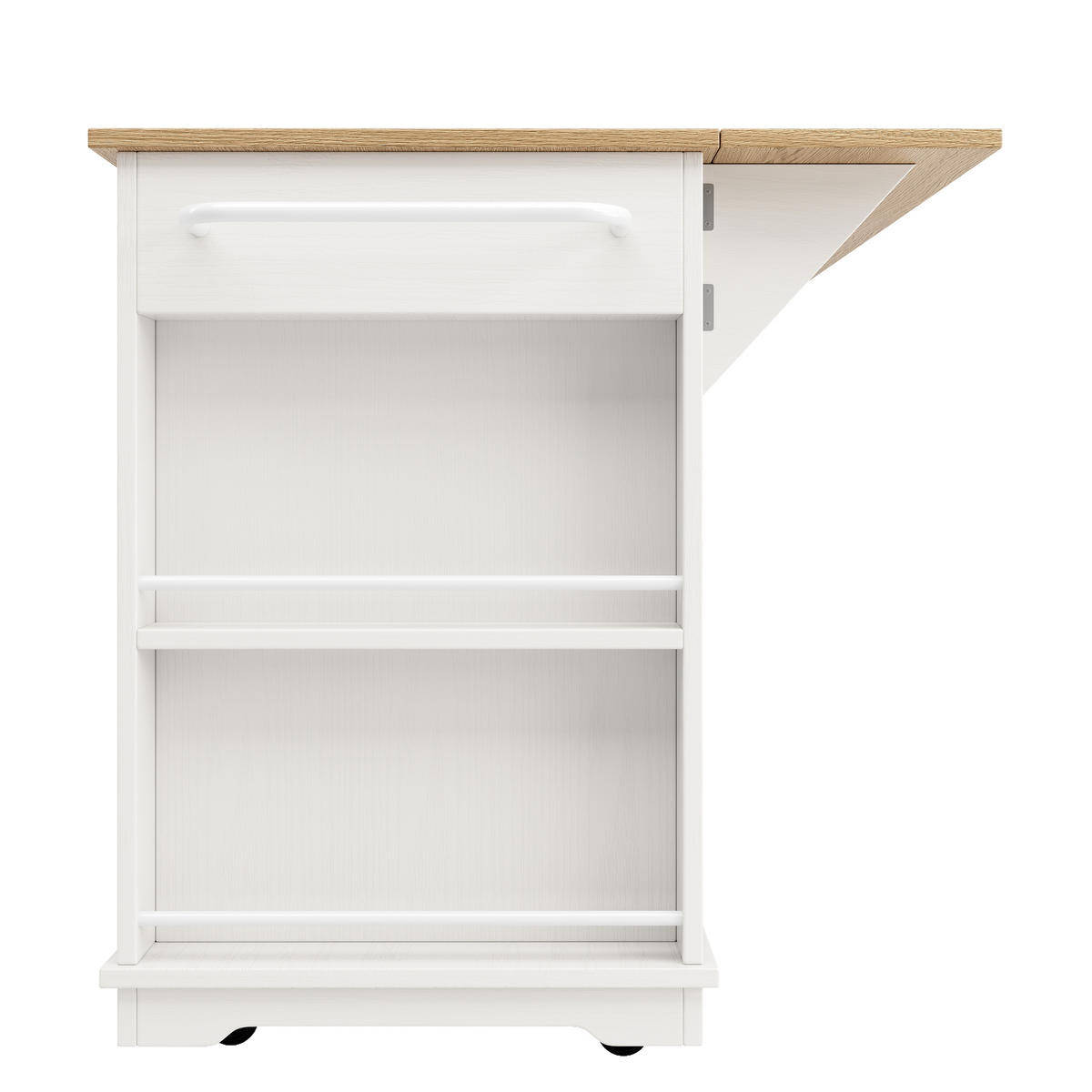 KÜCHENINSEL DE-41209 151,5/60-85/91,7 cm mit klappbarer Tischplatte Weiß - Weiß, Holzwerkstoff (151.5/91.7/60cm) - ComfortXL