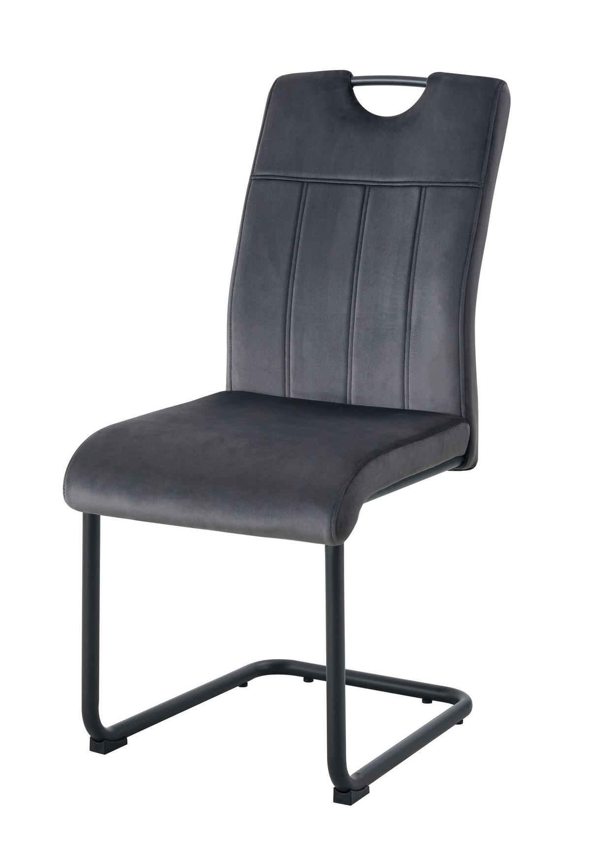 SCHWINGER-STUHL 2er Set Lyon Stühle in Anthrazit - gemütliches Design - B/H/T: 43x98x61 cm - Anthrazit, Textil (61/98/43cm)