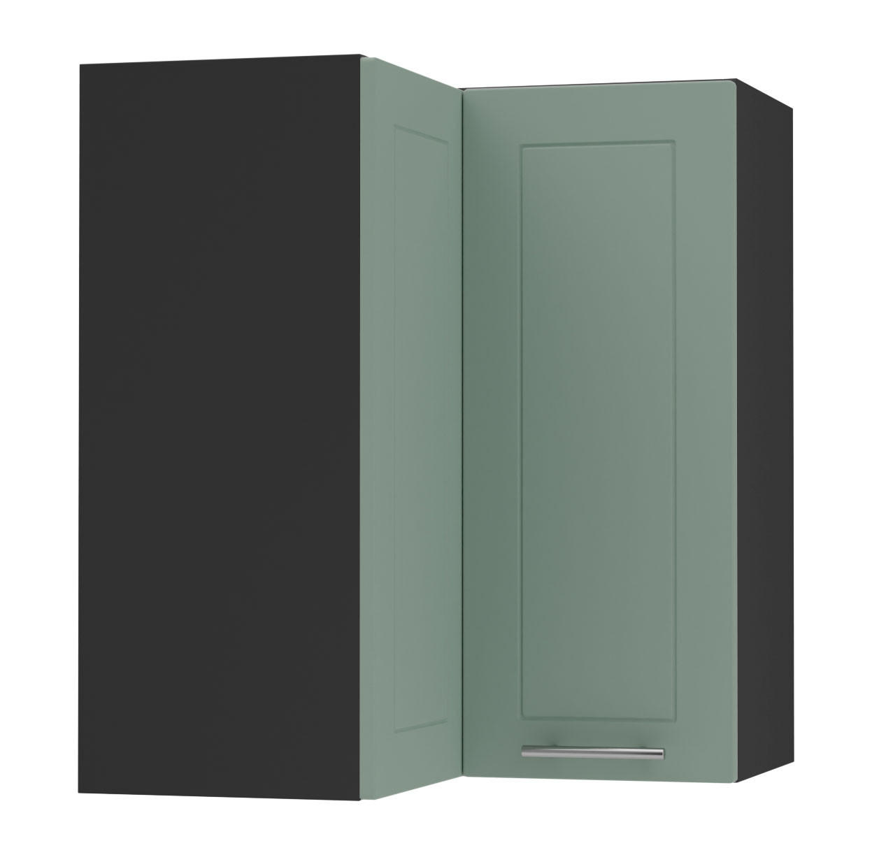 ECKHÄNGESCHRANK Kvantum W12/60 Mint Matt / Schwarz Matt 60 / 60 / 72cm - Schwarz/Mintgrün, Holz/Holzwerkstoff (60/72/60cm) - Feldmann-Wohnen