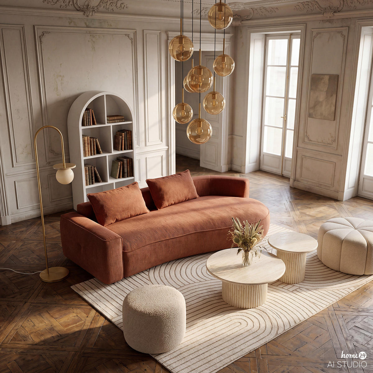 COUCHTISCH - 2er-Set - Travertin Stein Dekor - Beige, Holzwerkstoff (80/80/40cm) - home24