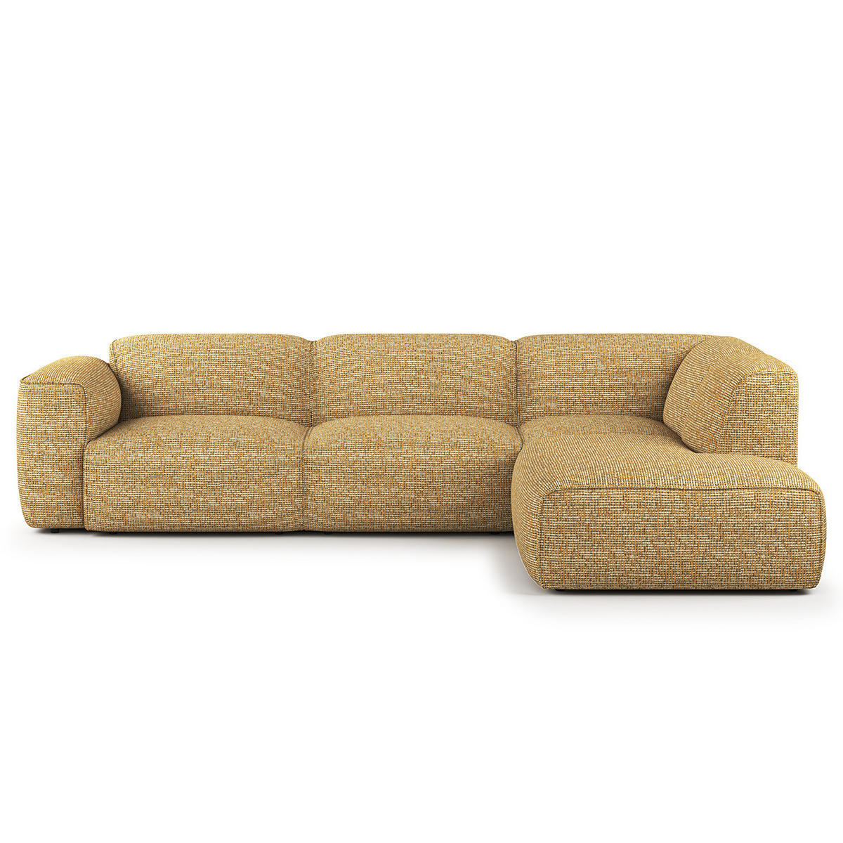 3-SITZER ECKSOFA mit Recamiere - Schwarz/Honig, Kunststoff/Textil (295/231cm) - home24