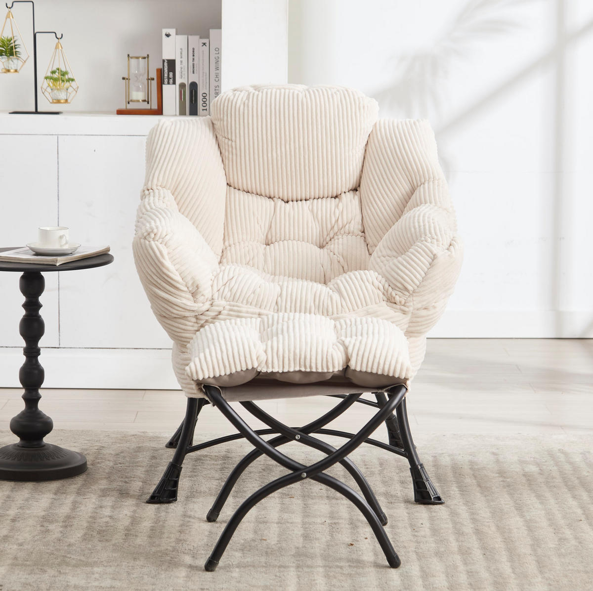 SESSEL 69.9/95/64 cm Weiß aus Stahl mit Hocker - Weiß, Textil (69.9/95/64cm) - OKMYHOME